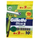 Gillette Rasoio Uomo Blue3 Sensitive Usa e Getta a 3 Lame, Confezione da 8 rasoi+2 Gratis = 10 Rasoi